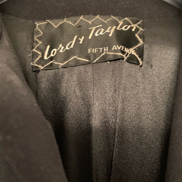 Vintage Lord & Taylor Black Wool Fitted Flair Coat - Picture 6 of 7